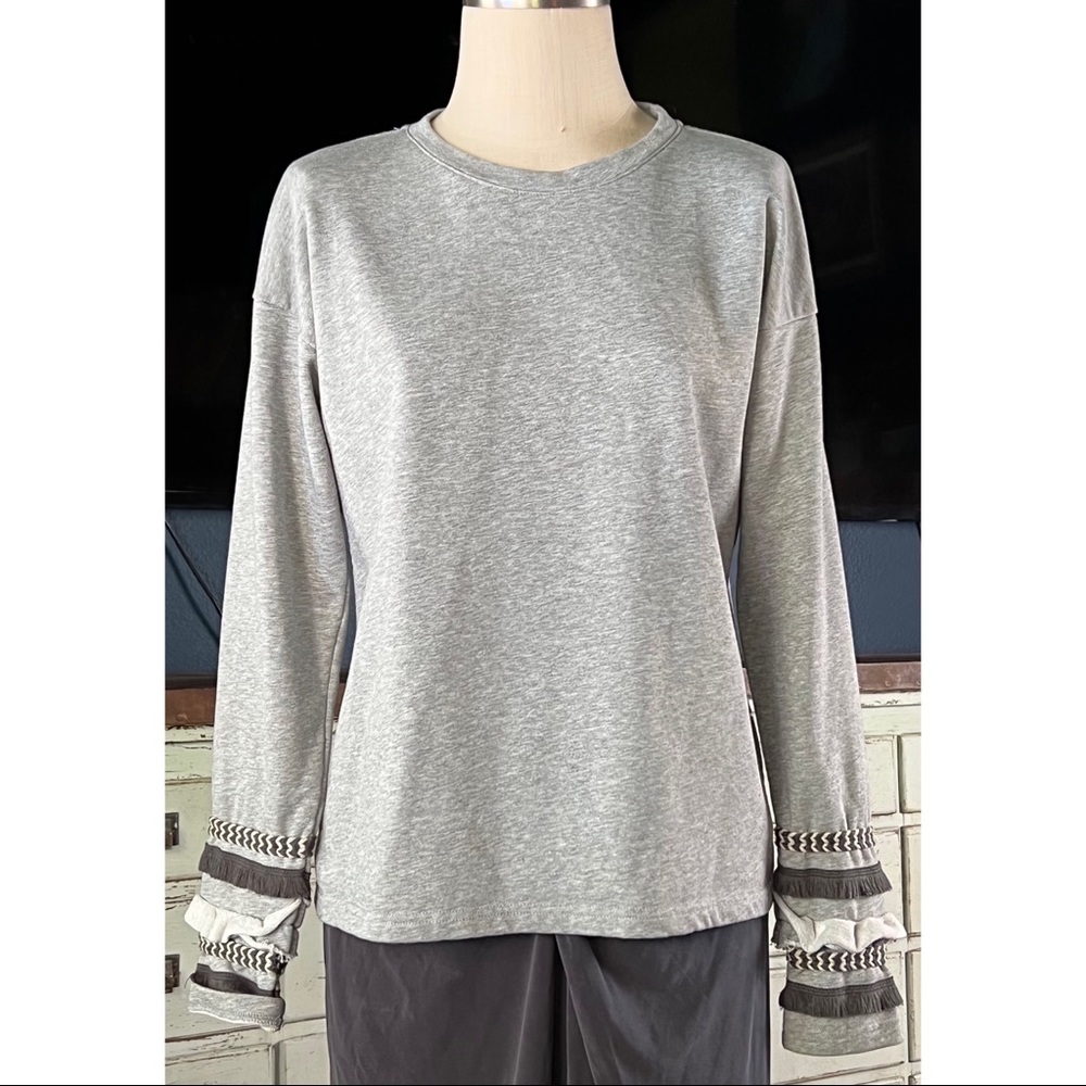 Anthropologie Leslie Fringe Sleeve Sweatshirt S